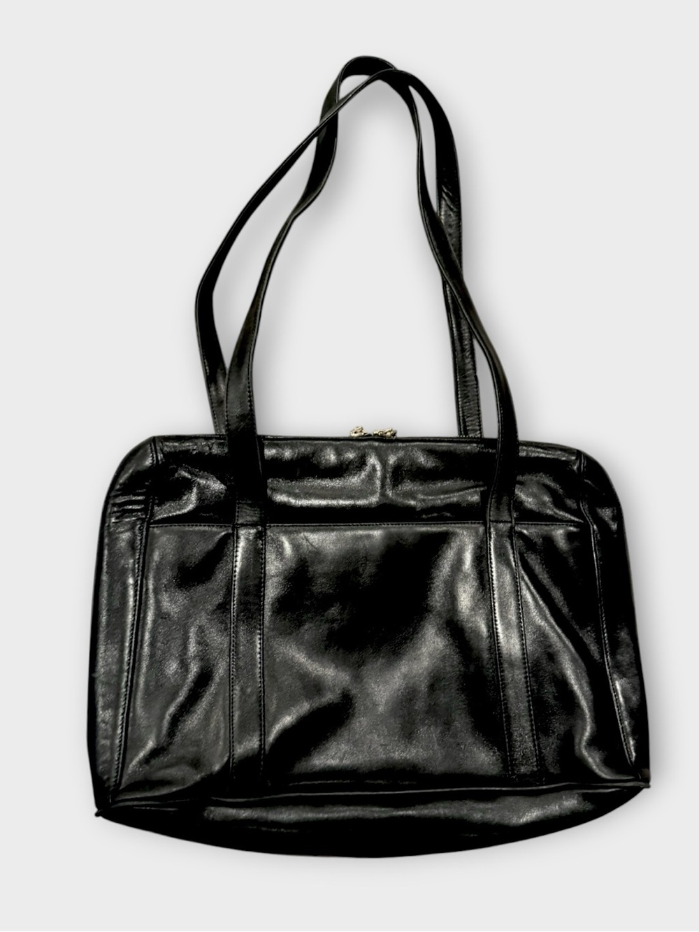 Vintage Johnny Farah Black Shoulder Tote Briefcase Laptop Bag